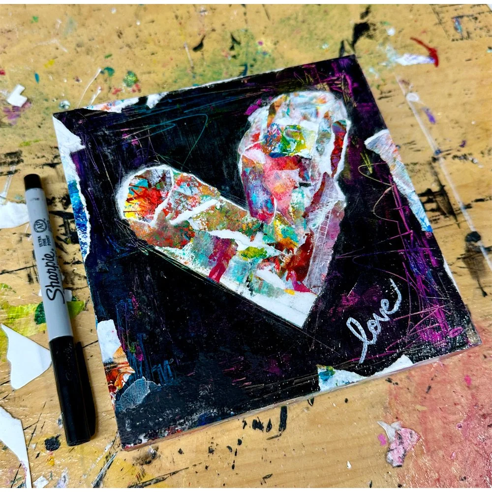 Love Heart Collage | Mixed Media Art | Torn Paper Collage